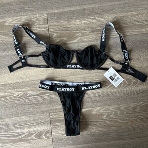 Playboy Mesh Bra and Panty Set